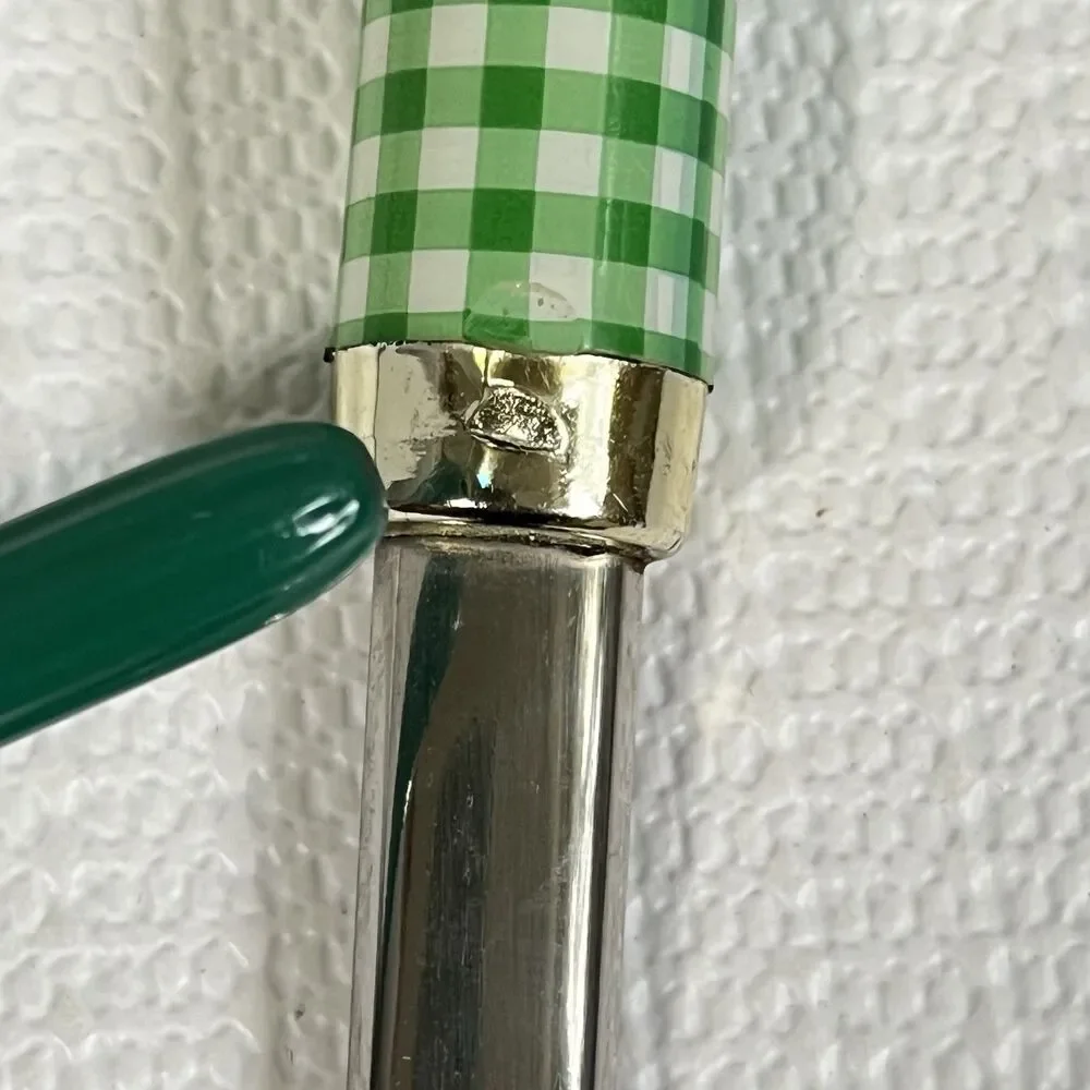 VTG Inox Ecelstahl Rostfrei Slotted Skimmer 18/8 Stainless Steel Green Gingham